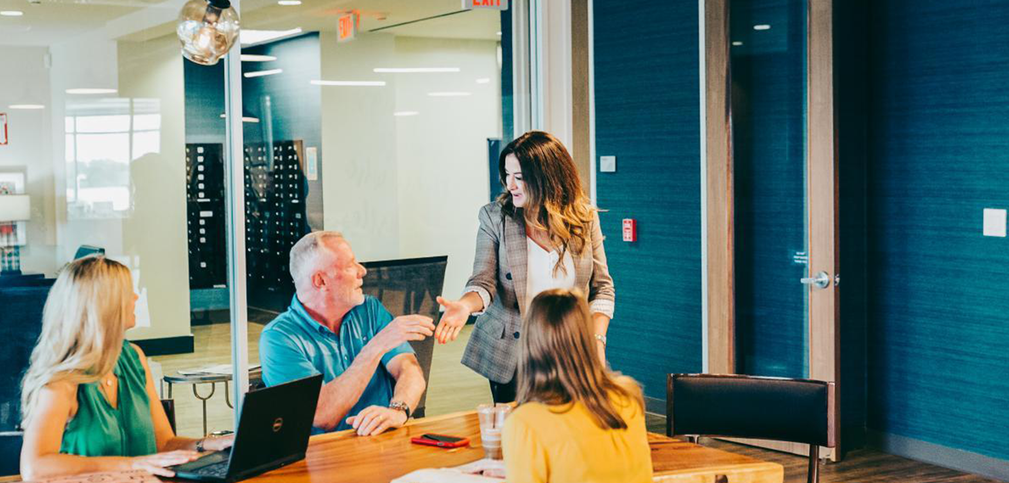 Vibrant commercial district — places to work